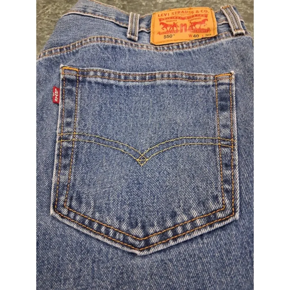 Levis 505 Jeans Mens 40x30 Blue Regular Fit Straight Leg Denim Classic 2